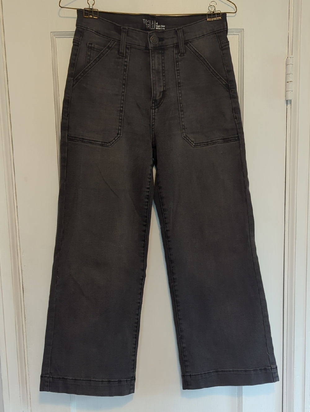 Time and Tru High Rose Wide Charcoal Jeans